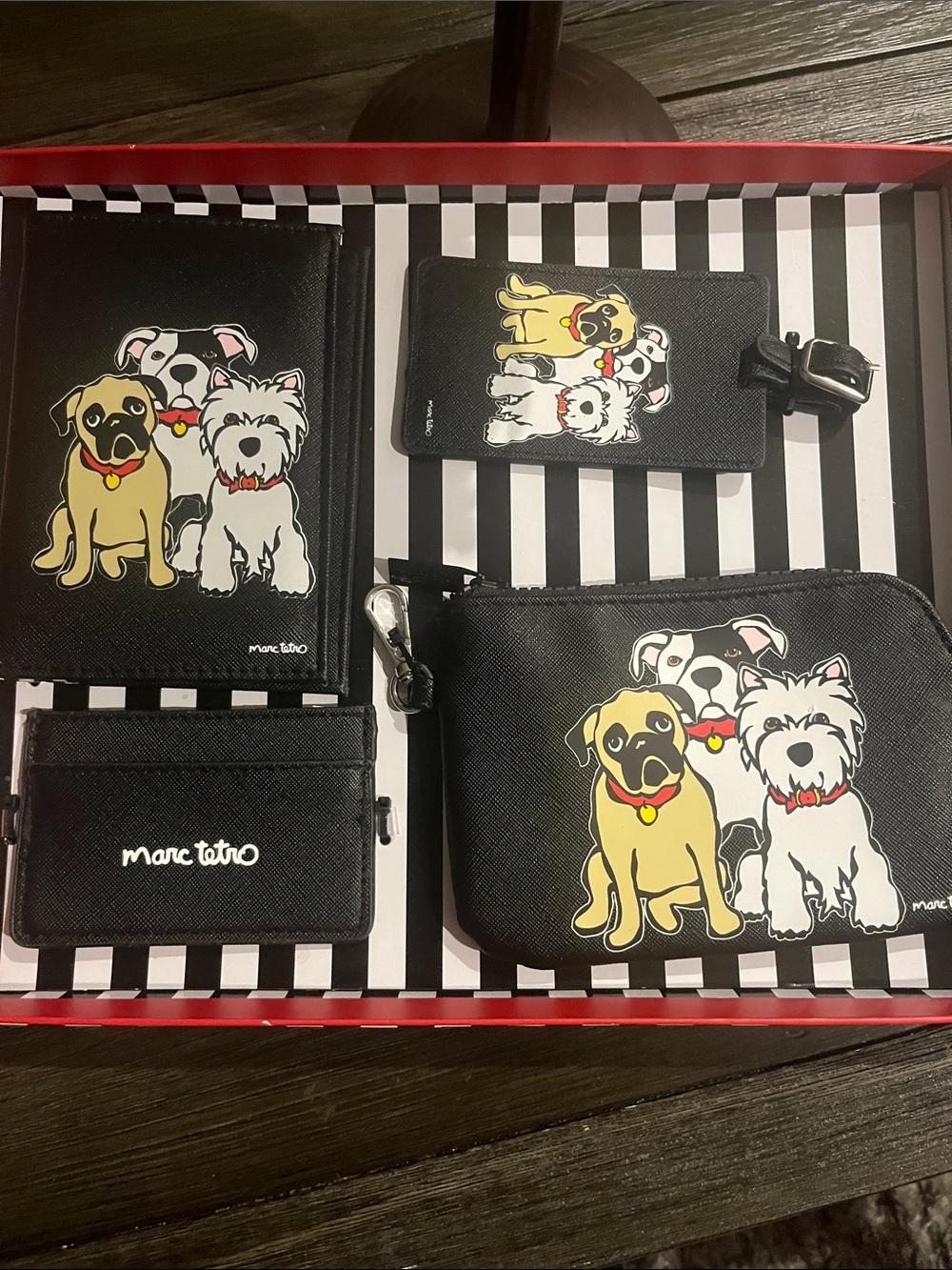 Marc Tetro Black Pooch Print Travel Wallet & Pouch Set if you love dogs buy it!